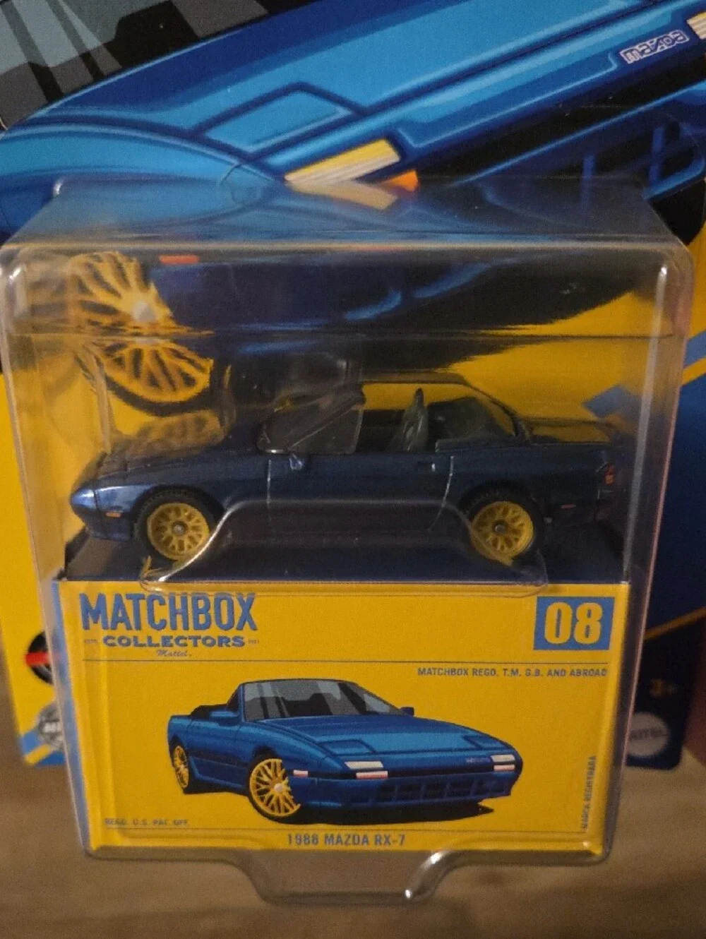 Match Blue 1988 Mazda RX-7 Die-Cast Toy Car